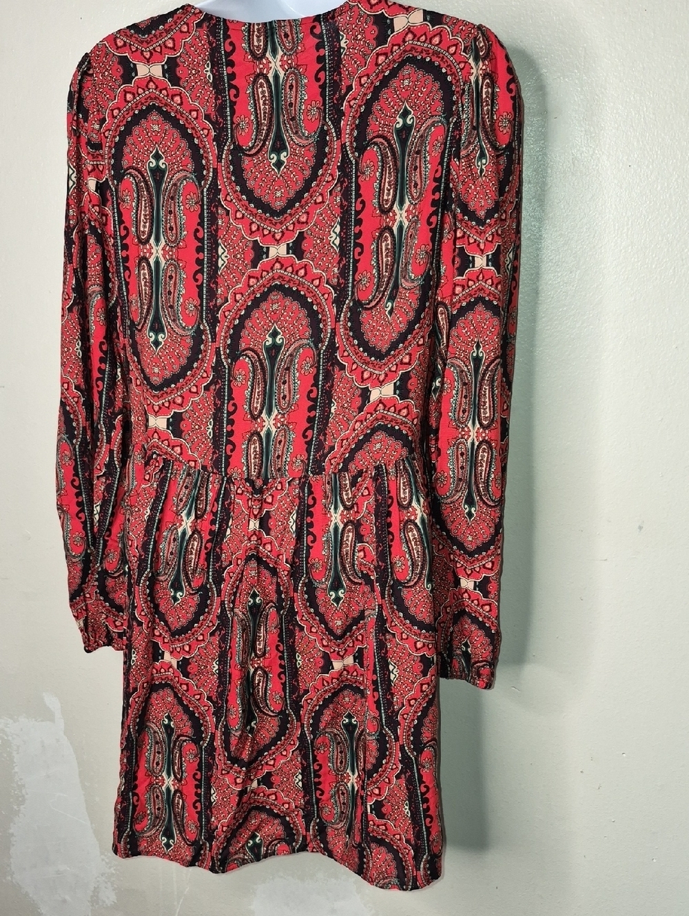 Zara Red Paisley Mini Dress with Black Accents - Picture 8 of 11